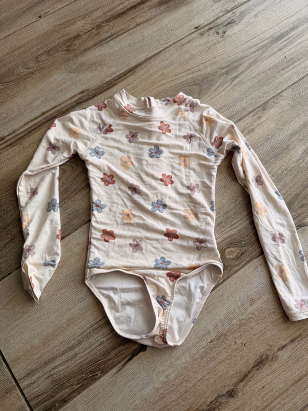 Rylee + Cru Cream Long-Sleeve One-Piece Swimsuit with Floral Print